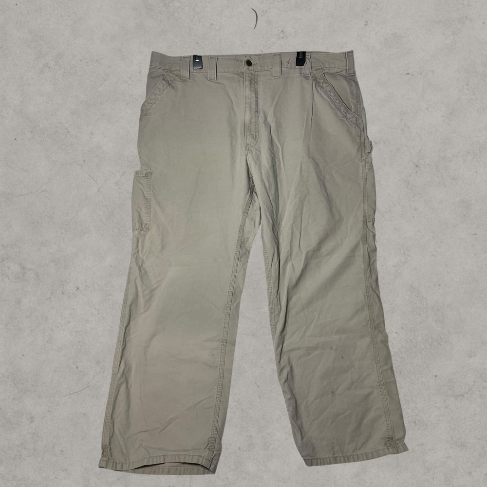 Carhartt Loose Fit Canvas Carpenter Pants Tan Khaki Mens 44x30 Utility Workwear